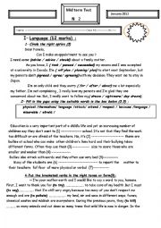 English Worksheet:  mid term test 2  9th grade 