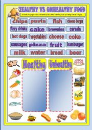 English Worksheet: Food - healthy and unhealthy