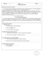 English Worksheet: Reading Comprehension