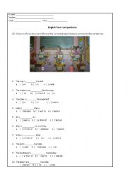 Prepositions test