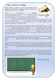 English Worksheet: Text about Google
