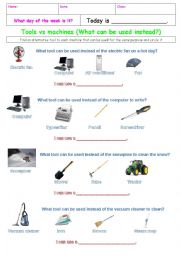 English Worksheet: tools vs machines