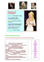 English worksheet: Dolly Parton singing 