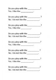 English Worksheet: Animals and toys