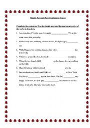 English Worksheet: Simple Past and Continuous