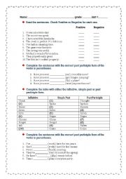 English Worksheet: simple past - past participle form