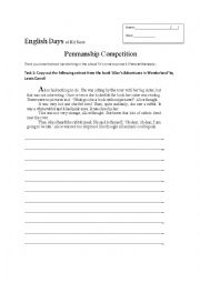English Worksheet: penmanship