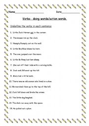 English worksheet: verbs