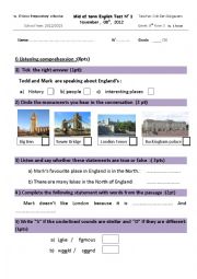 English Worksheet: Mid of term test n1