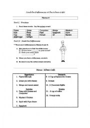 English Worksheet: Find the Differences at the Schwa Cafe!