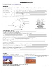 English Worksheet: Autralia webequest