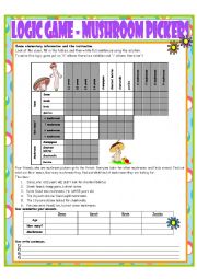 English Worksheet: Logic Game No. 7 - Mushroom Pickers