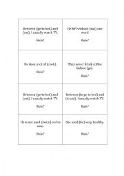 English Worksheet: Gerunds cards