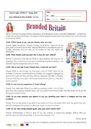 English Worksheet: Test - M5 - Branded Britain