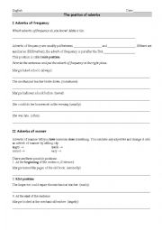 English Worksheet: Position of Adverbs