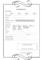 English Worksheet: Bank application form