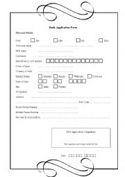 English Worksheet: Bank application form