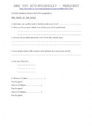 English Worksheet: Webquest Are you eco-friendly?