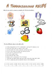 English Worksheet: Pumpkin pie recipe activities