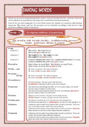 English Worksheet: LINKING WORDS (Conjunctions + Adverbs) Page - 01