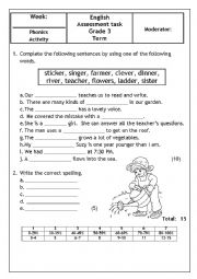 English Worksheet: Phonics -er