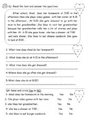 English Worksheet: reading passage