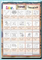 English Worksheet: Animals