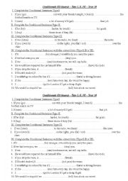 English Worksheet: Conditionals Type I, II, II
