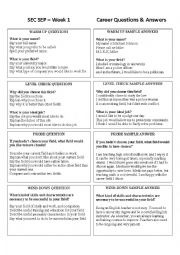 English Worksheet: Career Speaking Exam Questions & Answers
