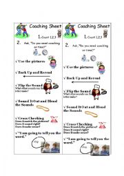 English Worksheet: Coaching Bookmark for partner reading 