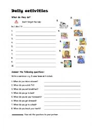 English Worksheet: Daily Routine Worksheet