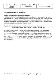 English Worksheet: mid- term test n  1 7th form