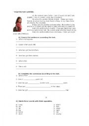 English Worksheet: Physical description