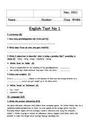 English Worksheet: test 1 9th grade 
