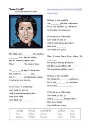 English Worksheet: Love Itself - Leonard Cohen - Listening Activity
