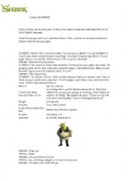 English Worksheet: Shrek Reading