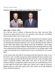 English Worksheet: White Collar workers vs Blue collar workers