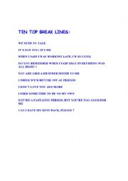 English Worksheet: Break lines