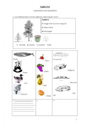 English Worksheet:  comparatives and superlatives