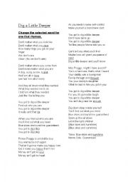 English Worksheet: dig a little deeper.