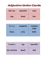 Adjective Order Activity Cards