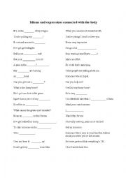 English Worksheet: Body Idioms and Expressions