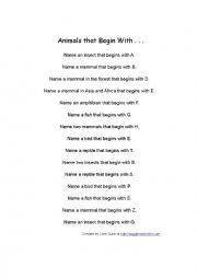 English Worksheet: animals