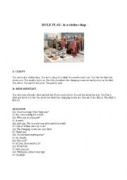 English Worksheet: Clothes shop Roleplay
