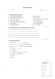 English Worksheet: Shopping test, I would like