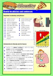 English Worksheet: Obesity (2 pages)