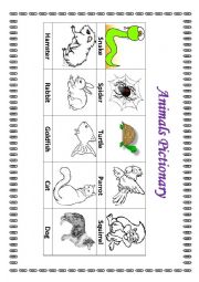 English Worksheet: Animals pictionary