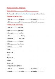 English Worksheet: comparative superlatives