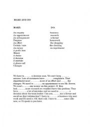 English Worksheet: To Make and To Do expressions