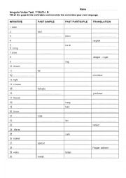 English Worksheet: IRREGULAR VERBS TEST 